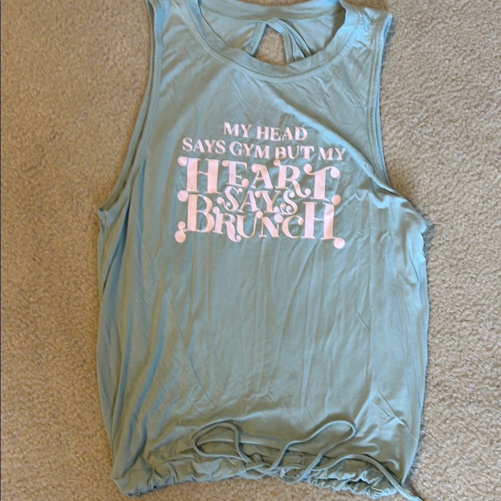 Women's Light Blue Sleeveless Top Saturday Morning Pancakes NWOT Large